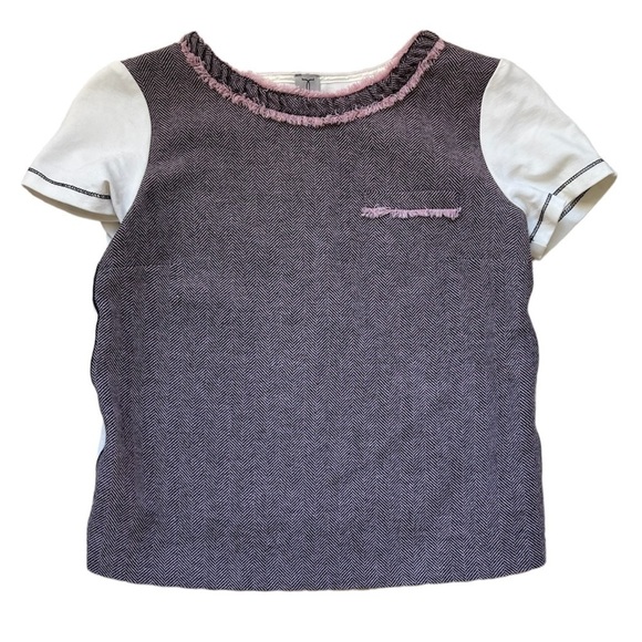 Tristan Pink & White Mixed Materials T-Shirt Made in Canada Size XS - Picture 1 of 10